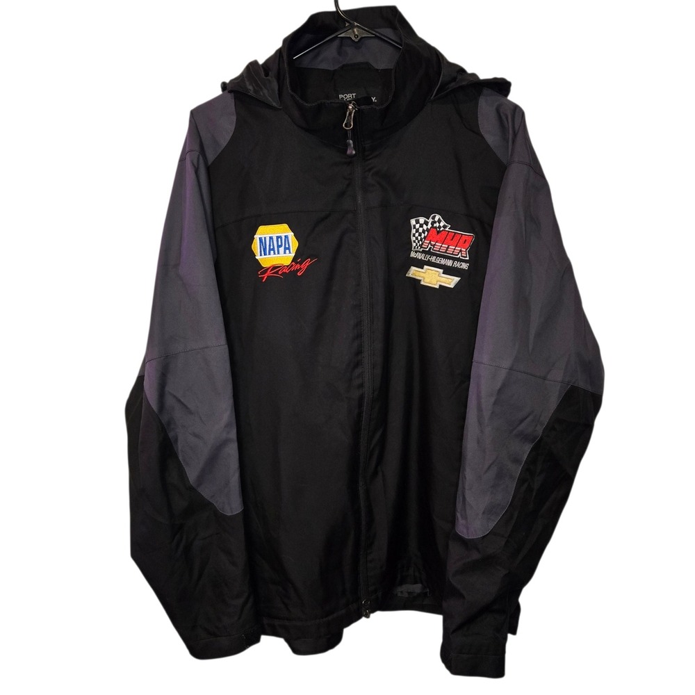 Port Authority NAPA Racing MHR Chevrolet Hooded Jacket Black Gray Mens Large